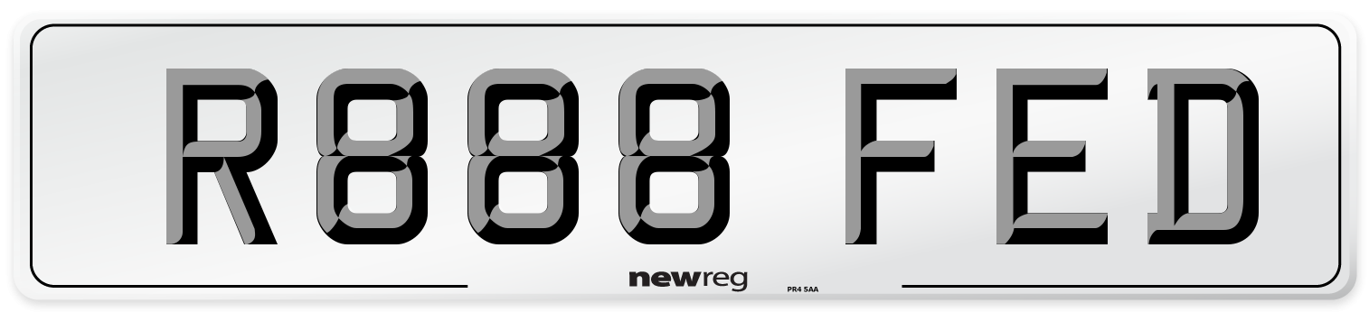 R888 FED Number Plate from New Reg